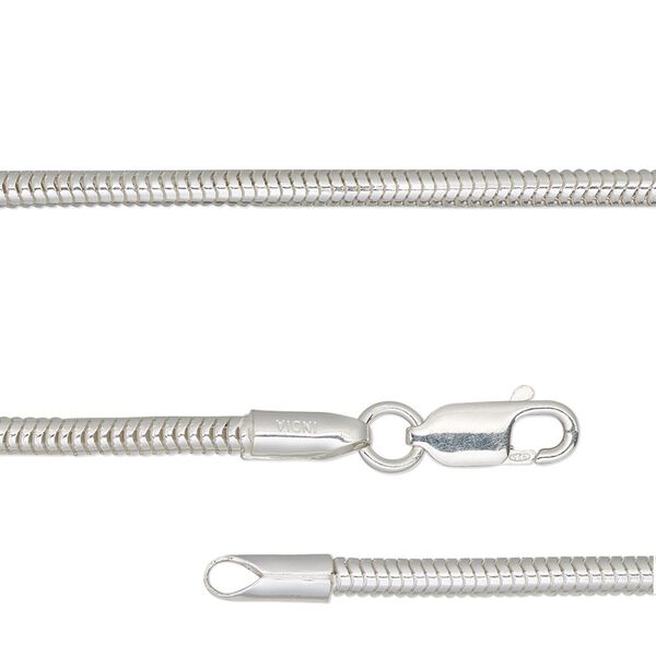 Chain, Dione®, sterling silver, 2.7mm snake, 18 inches with lobster claw clasp. Sold individually. image number 0