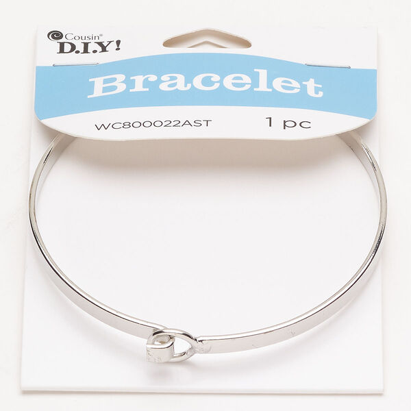 Bracelet 1pkg1 steel 8 inches hook clasp, silver finish image number 0