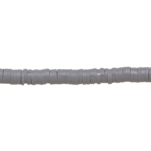 Bead, polymer clay, opaque charcoal, 4x1mm heishi. Sold per pkg of (2) 15-1/2" to 16" strands.