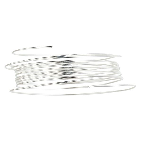 Wire, sterling silver, full-hard, round, 24 gauge. Sold per 25-foot spool. image number 0