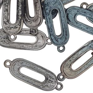 Link, gunmetal-finished "pewter" (zinc-based alloy), 24x10.5mm textured oval. Sold per pkg of 25.