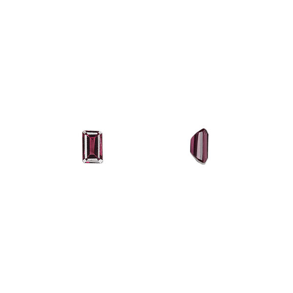 Gem, rhodolite garnet (natural), 5x3mm hand-cut faceted emerald-cut, A grade, Mohs hardness 7 to 7-1/2. Sold individually. image number 0