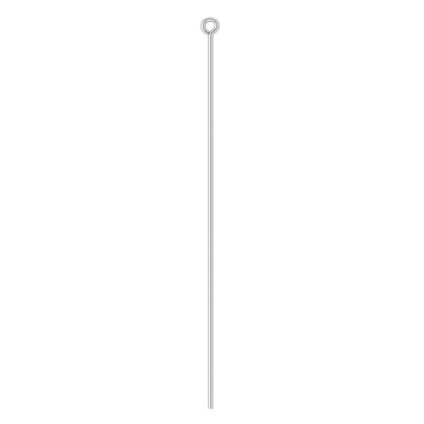 Eye pin, silver-plated brass, 2-1/2 inches, 21 gauge. Sold per pkg of 500. image number 0