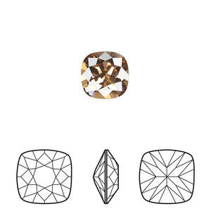 Fancy stone 1pkg2 light smoked topaz foil back, Crystal Passions® Regenerated 10mm cushion 4470