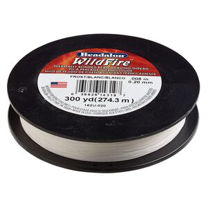 Thread, Beadalon® WildFire™, polyester and plastic, frost, 0.2mm with bonded coating, 15-pound test. Sold per 300-yard spool.