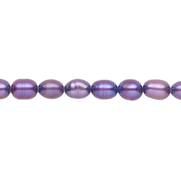 Pearl, cultured freshwater (dyed), indigo, 5x3mm-6x4mm rice with 0.4-0.6mm hole, D grade, Mohs hardness 2-1/2 to 4. Sold per 14-inch strand. image number 0