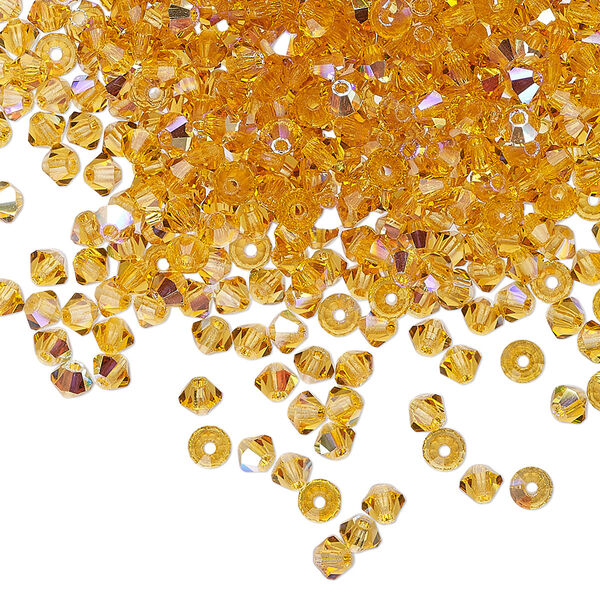 Bead 1440pk topaz AB, Preciosa Czech crystal 3mm bicone image number 0