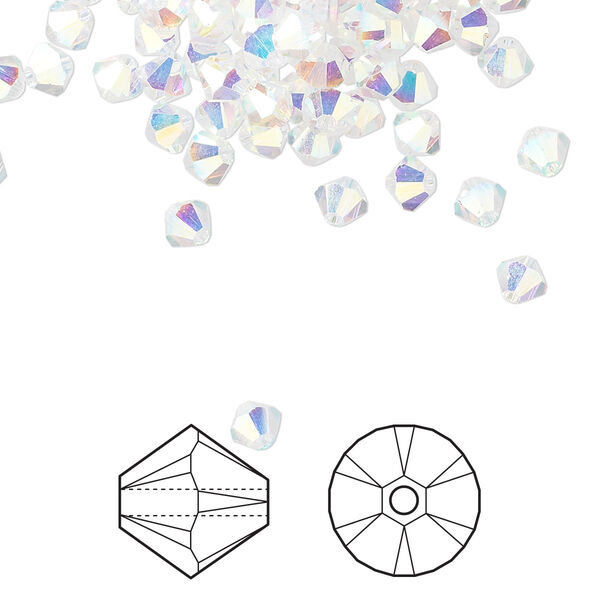 Bead 144pk crystal AB 2X, Crystal Passions® 4mm bicone 5328 image number 0