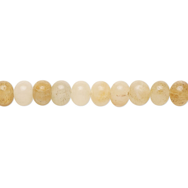 Bead, golden "jade" (natural), 5x4mm-6x5mm hand-cut rondelle, B grade, Mohs hardness 7 to 7-1/2. Sold per 14-inch strand, approximately 75 beads. image number 0