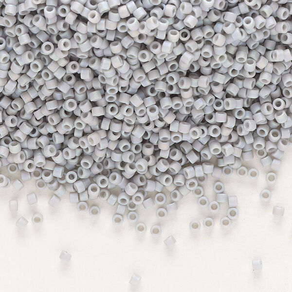 Seed bead, Delica®, glass, pkg/50g, #11 round, opaque matte rainbow shark fin grey (DB-2320). image number 0