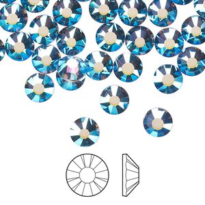 Flat back 288pk denim blue AB foil back, Preciosa MAXIMA Czech crystal rhinestone 6.3-6.5mm chaton rose round SS30