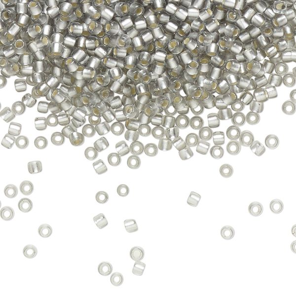 Seed bead, TOHO BEADS®, glass, pkg/250g, #11 round, translucent silver-lined frosted black diamond (TR-11-29AF). image number 0