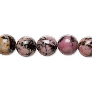 Rhodonite 1pkg1, round bead natural 15.5-16 inch 10mm