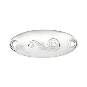 Focal, Hill Tribes, silver-plated brass, 34x14mm curved oval with swirl design. Sold individually.