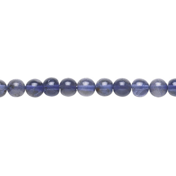Bead, iolite (dyed), 5mm hand-cut round, B- grade, Mohs hardness 7 to 7-1/2. Sold per 15-1/2" to 16" strand. image number 0