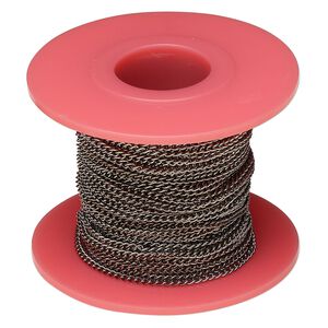 Chain, gunmetal plate steel, 2mm cable. Sold per 50-foot spool.