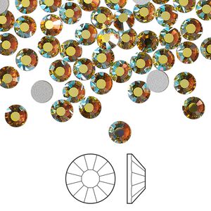 Flat back 1440pk acid yellow AB foil back, Preciosa VIVA 12® Czech crystal rhinestone 4.6-4.8mm chaton rose round SS20