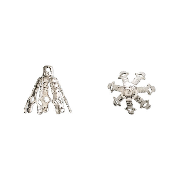 Bead cap 1pkg20, nickel-plated brass, 12x10mm 7-prong bell, fits 10-13mm bead. image number 0