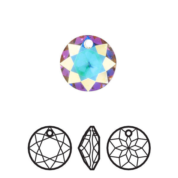 Drop 24pk crystal AB, Swarovski® 14mm pendant classic cut 6430 image number 0