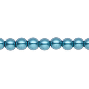 Pearl 2pk teal, Celestial Crystal® 6mm round 15.5-16 inch