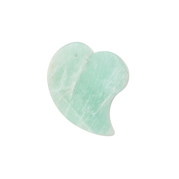 Amazonite 1pkg1, hand-cut top-drilled flat heart drop natural 25x19mm image number 0