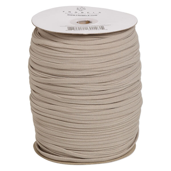Cord, elastic, grey, 6mm flat, 50-pound test. Sold per 250-meter spool. image number 0