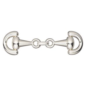 Focal, silver-finished "pewter" (zinc-based alloy), 1-7/8 x 1/2-inch snaffle bit. Sold per pkg of 2.