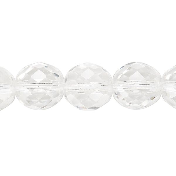Bead, Czech fire-polished glass, clear, 12mm faceted round. Sold per pkg of 600 (1/2 mass). image number 0