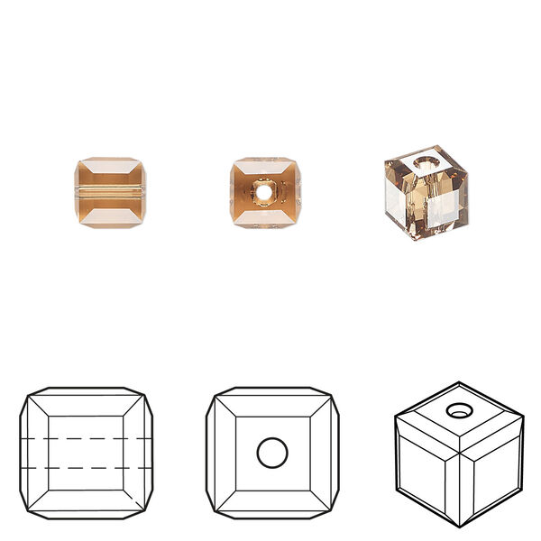 Bead 1pkg144 light smoked topaz, Swarovski® ReCreated™, 6mm faceted cube 5601 image number 0