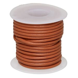 Cord, leather (dyed), marigold, 1.4-1.6mm round. Sold per 5-yard spool.