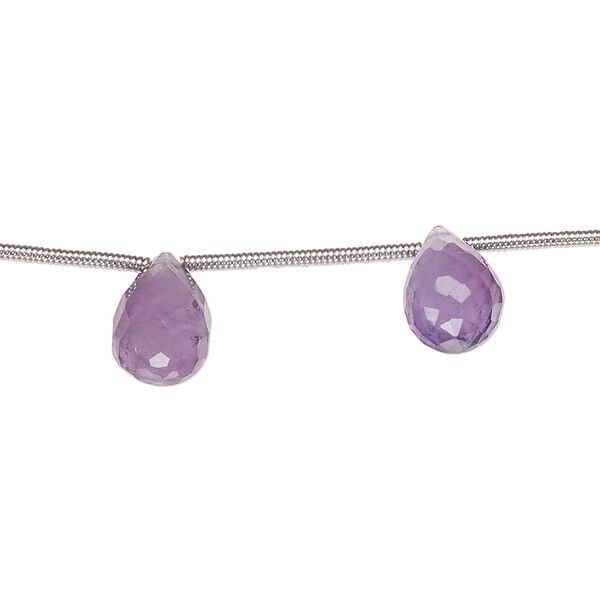 Amethyst 1pkg8, hand-cut top-drilled faceted briolette bead natural 10x7mm-12x8mm image number 0