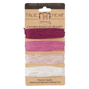 Cord mix, Hemptique®, hemp, ruby shades, 1mm diameter, 20-pound test. Sold per pkg of (4) 30-foot sections.