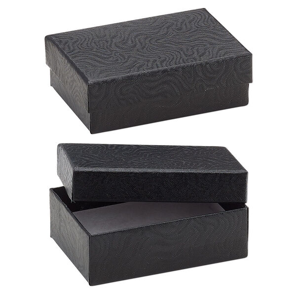 Box, paper, "cotton"-filled, black, 3-1/4 x 2-1/4 x 1-inch rectangle. Sold per pkg of 10. image number 0