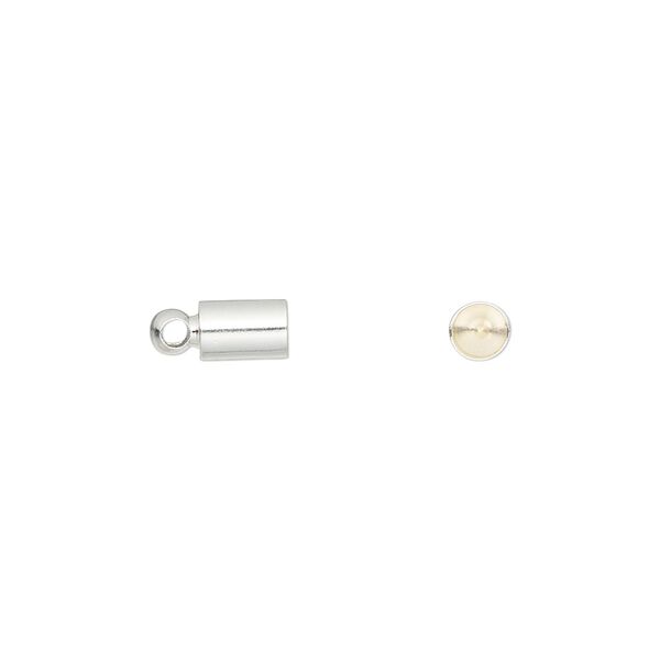 Cord end, glue-in, silver-finish brass, 6x4mm, approximately 3.5mm inside diameter. Sold per pkg of 20. image number 0