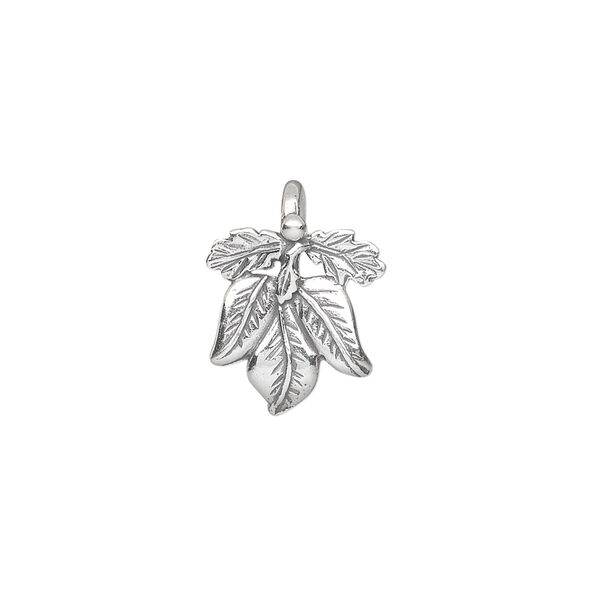 Bail, ice-pick, antiqued sterling silver, 15x13mm fancy leaf, 5mm grip length. Sold individually. image number 0
