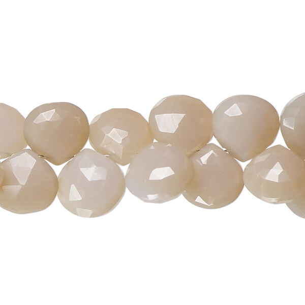 Bead, purple and peach chalcedony (dyed), pale, 8-9mm hand-cut top-drilled faceted puffed teardrop with 0.4-1.4mm hole, B- grade, Mohs hardness 6-1/2 to 7. Sold per 8-inch strand. image number 0