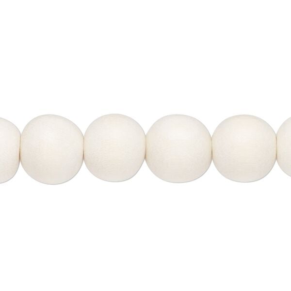 Bead 1pkg1, Taiwanese cheesewood (dyed / waxed), white, 9-10 round, 15-1/2 to 16 inches. image number 0