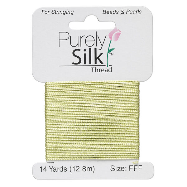 Thread, Purely Silk™, light green, size FFF. Sold per 14-yard card. image number 0