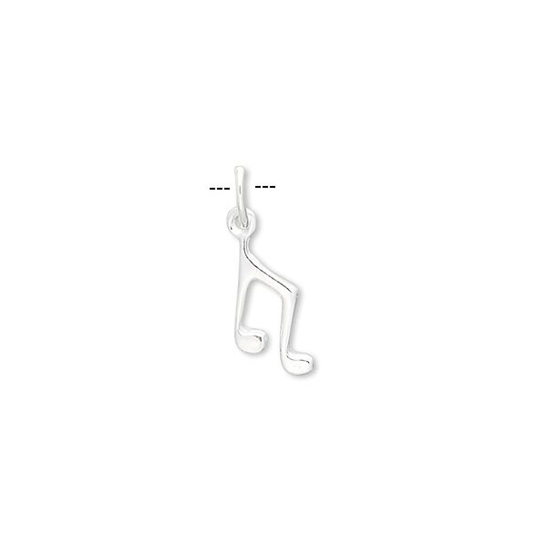 Charm, sterling silver, 11x6mm musical note. Sold per pkg of 4. image number 0