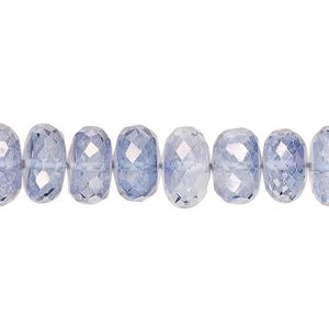 Quartz crystal 1pkg1, hand-cut micro-faceted rondelle bead 8 inch 10x5mm-11x7mm