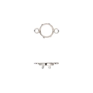Link, sterling silver, 7mm round with 6mm 4-prong low wall bezel setting. Sold per pkg of 2.