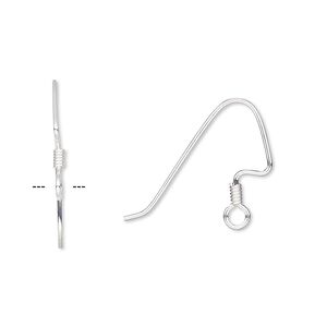 Ear wire fishhook 1pkg100 silver-plated, 18mm angular / 2.5mm coil / perfect balance / open loop, 22 gauge brass 50 pair