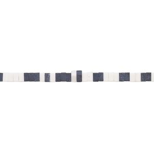 Bead, porcelain, opaque matte black and white, 2.5x1.5mm squaredelle. Sold per 8-inch strand, approximately 120 to 140 beads.