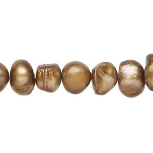 Freshwater pearl 1pkg1, mixed shapes, 15 inch copper 9-12mm cultured