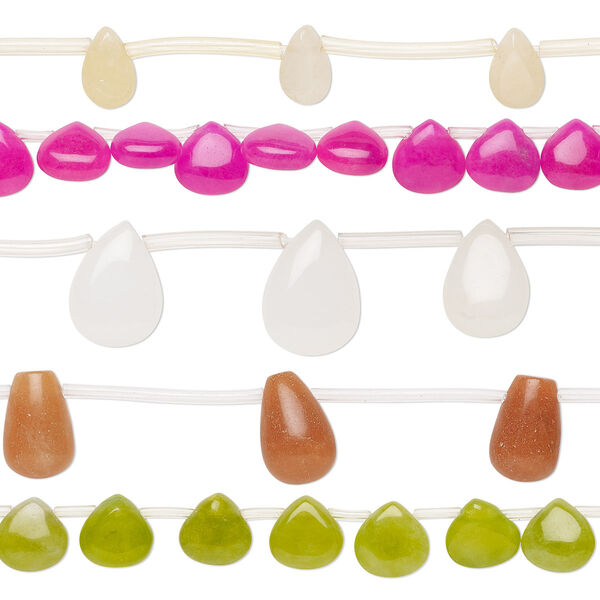 Bead mix, multi-gemstone (natural / dyed), 6mm-14x10mm top-drilled mixed shapes, Mohs hardness 3 to 7. Sold per pkg of (5) 15-1/2" to 16" strands. image number 0