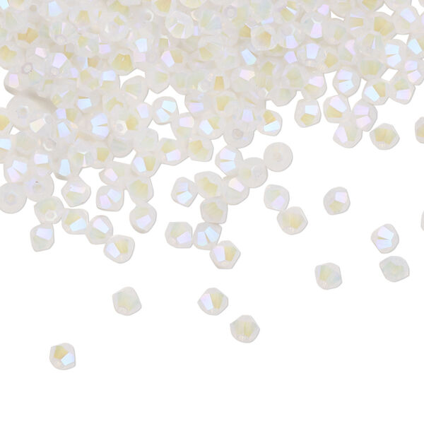 Bead 144pk white opal shimmer 2X, Crystal Passions® 3mm bicone 5328 image number 0