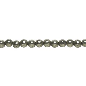 Pyrite 1pkg1, round bead 15.5-16 inch 4mm