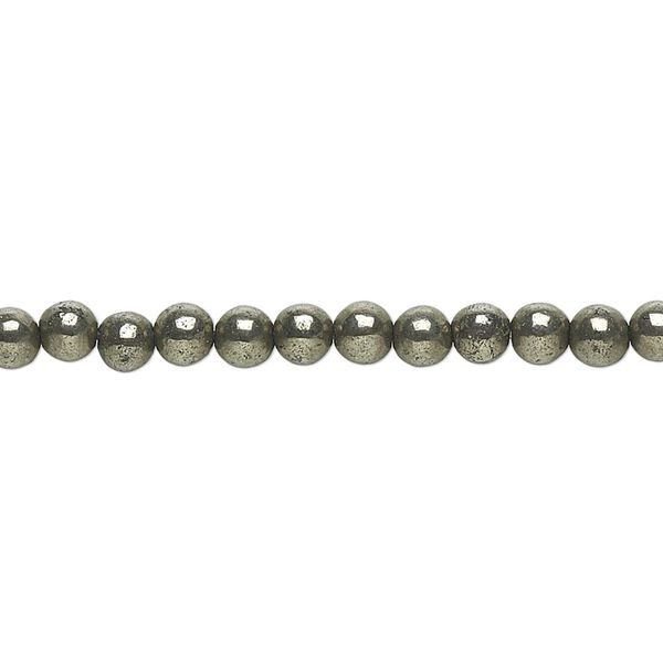 Pyrite 1pkg1, round bead 15.5-16 inch 4mm image number 0