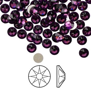 Flat back 1440pk amethyst foil back, Swarovski® 4.6-4.8mm rose round SS20 2088