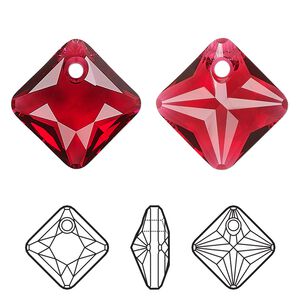 Drop 2pk scarlet, Crystal Passions® 11.5mm pendant princess cut 6431